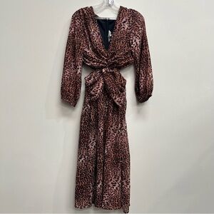 Ranna Gill Anthropologie Dress Women’s XS Cutout Leopard Print Midi